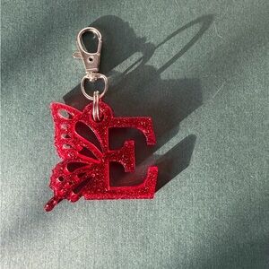 Red Glitter Butterfly Keychain Charm